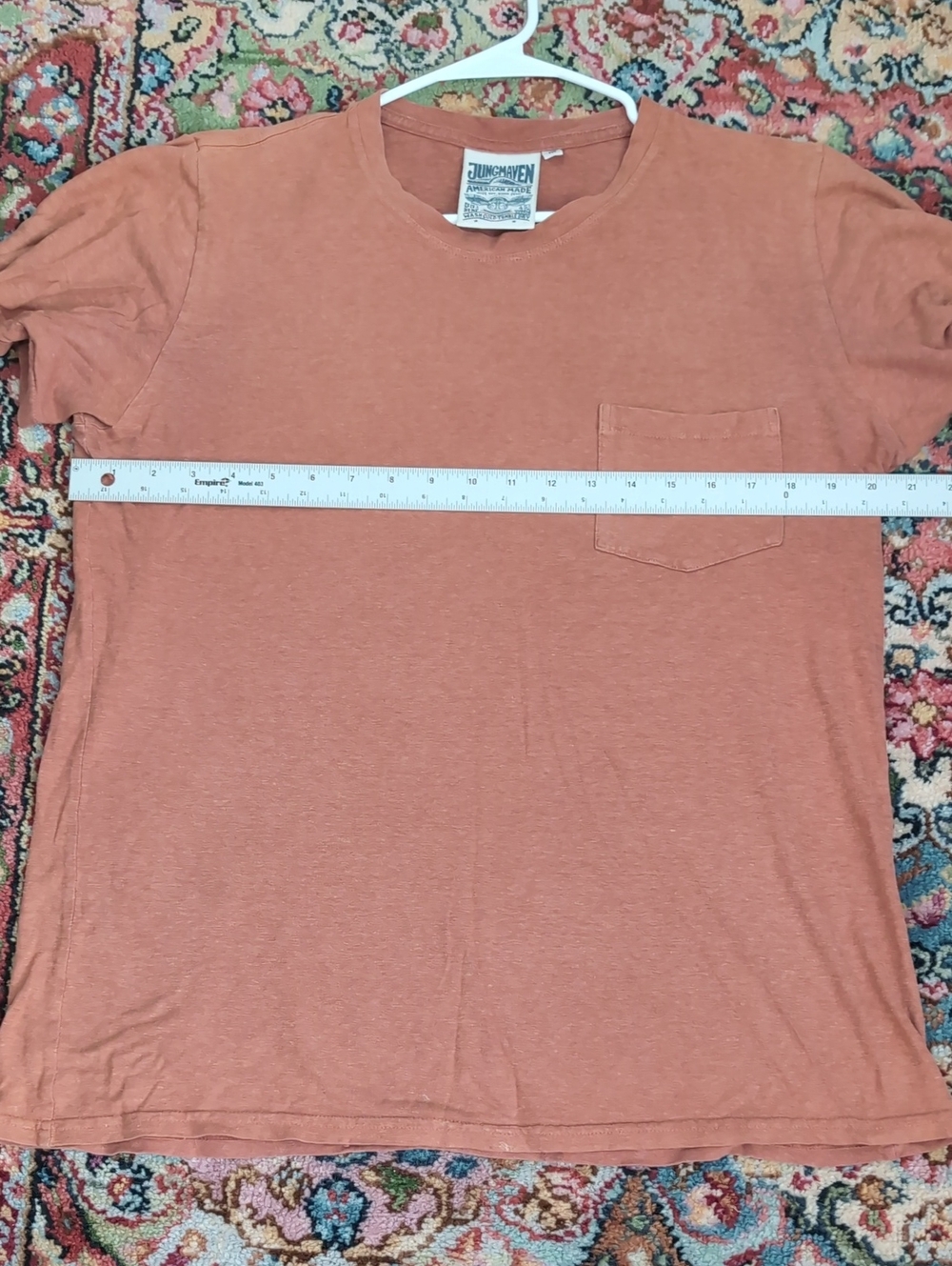 Jungmaven Men's Short Sleeve Pocket Tee in Rust - Picture 3 of 6